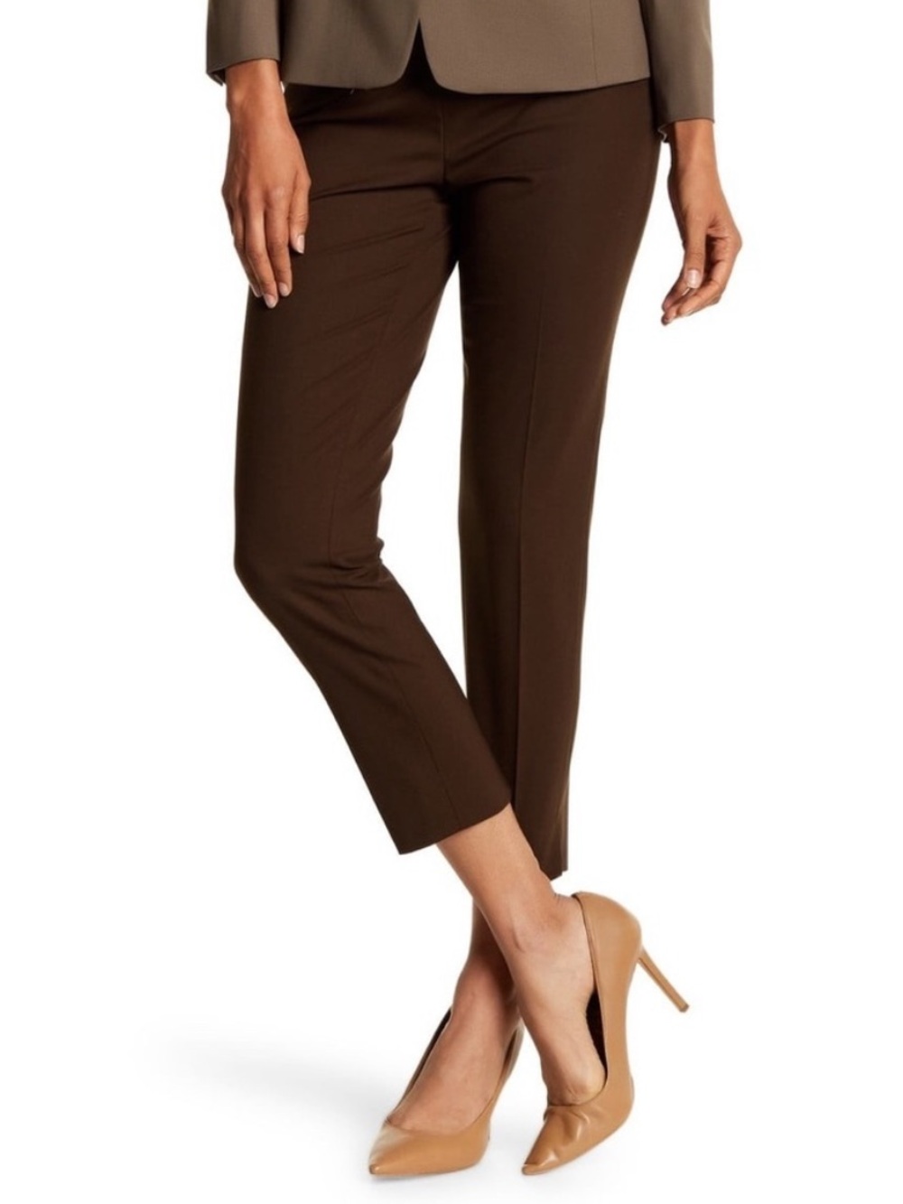 Lafayette 148 cropped bleecker slim tailored chocolate brown pants sz 6